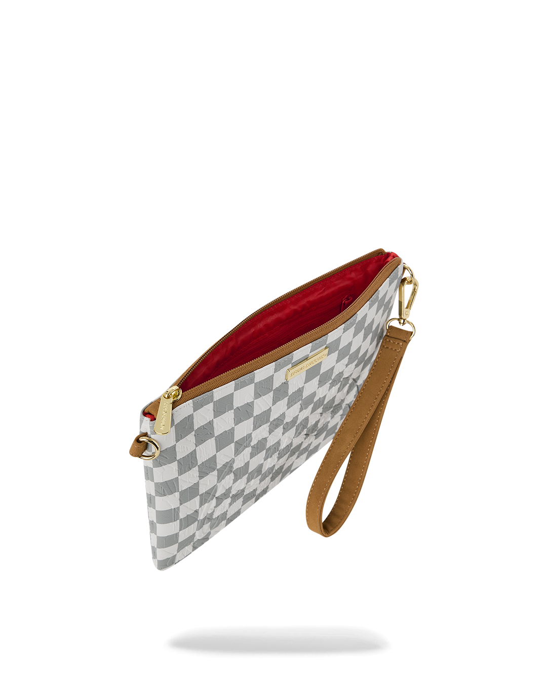 SPRAYGROUND® POUCHETTE GRAFF EMBOSSED CREAM CHECK CROSSOVER CLUTCH