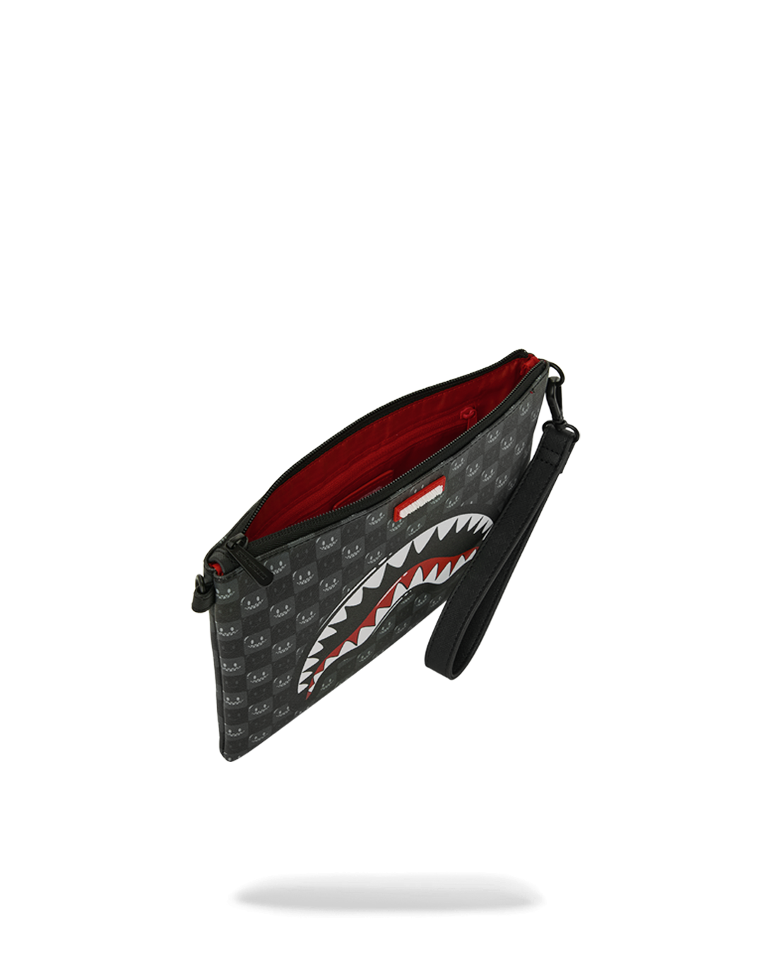 SPRAYGROUND® POUCHETTE SHARKS IN PARIS WTF BUBBLY BLACK CHECK CROSSOVER CLUTCH
