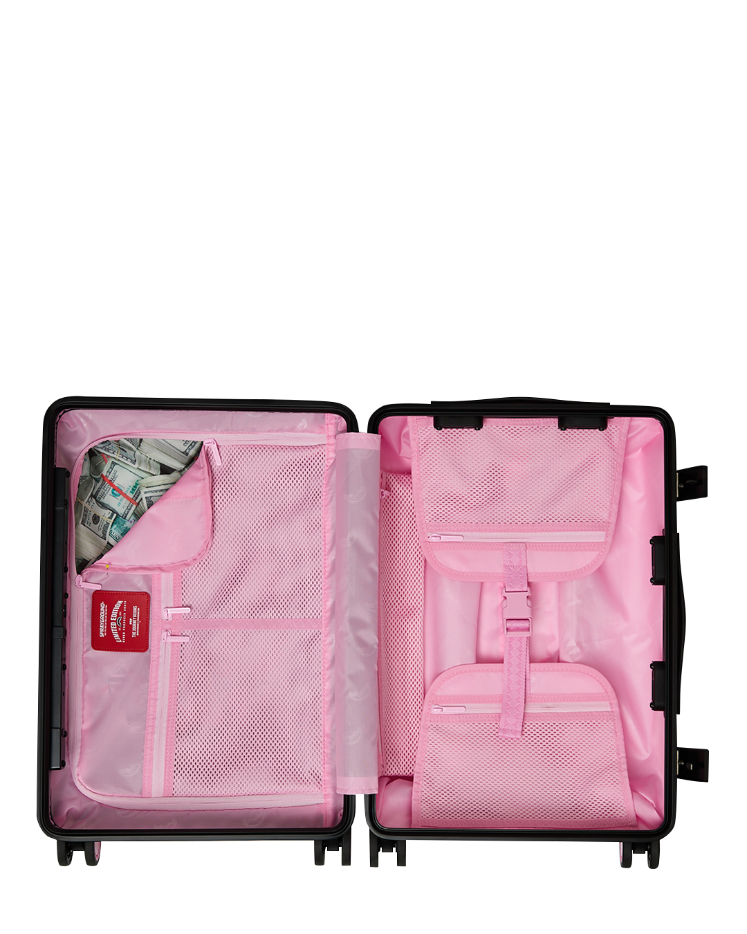 SPRAYGROUND® LUGGAGE PINK SHARKS IN PARIS PATCH CARRY-ON LUGGAGE