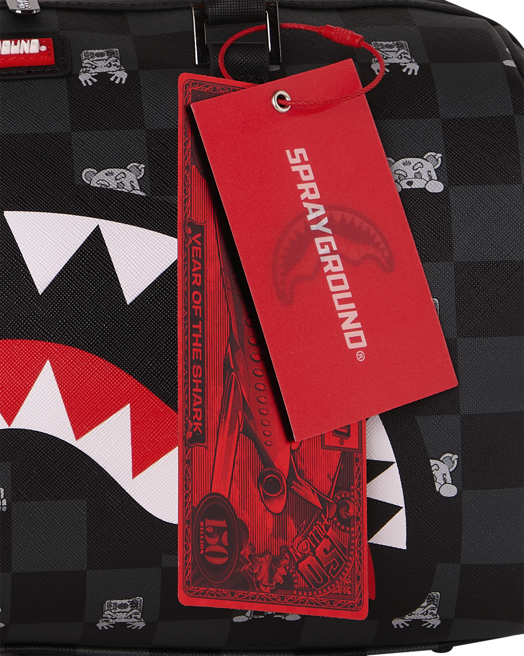 SPRAYGROUND® DUFFLE GRAY PEEKING CHARACTER CHECK MINI DUFFLE