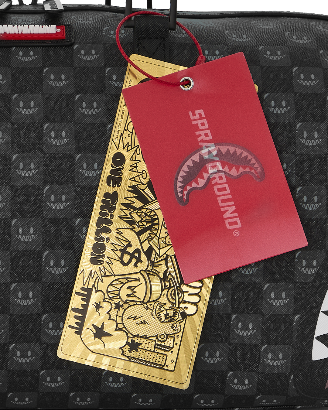 SPRAYGROUND® MINI DUFFLE SHARKS IN PARIS WTF BUBBLY BLACK CHECK MINI DUFFLE
