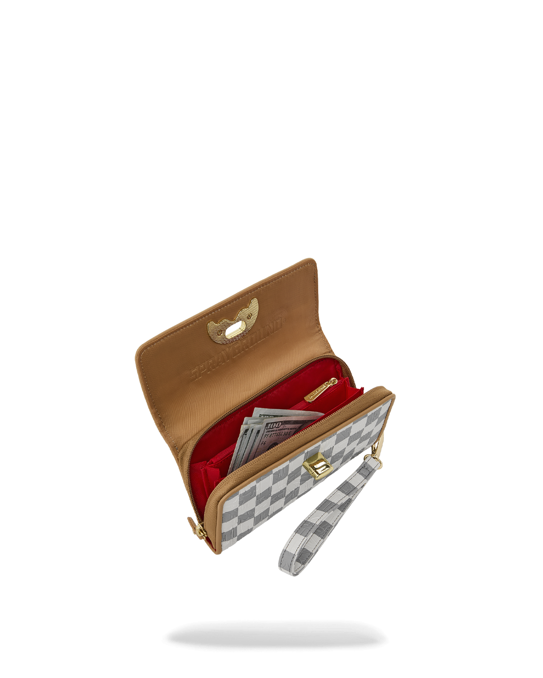 SPRAYGROUND® WALLET EMBOSSED CREAM CHECK TURN LOCK WALLET