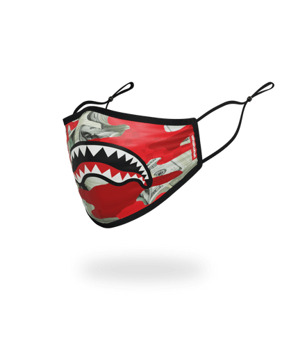 SPRAYGROUND® FASHION MASK ADULT MONEY CAMO (RED) FORM-FITTING FACE MASK