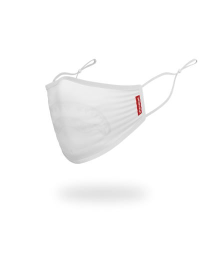 SPRAYGROUND® FASHION MASK ADULT WHITE ON WHITE SHARK FORM-FITTING FACE MASK