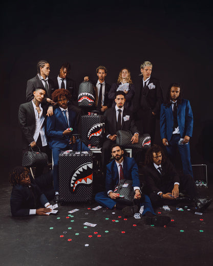 SPRAYGROUND® MINI DUFFLE SHARKS IN PARIS WTF BUBBLY BLACK CHECK MINI DUFFLE