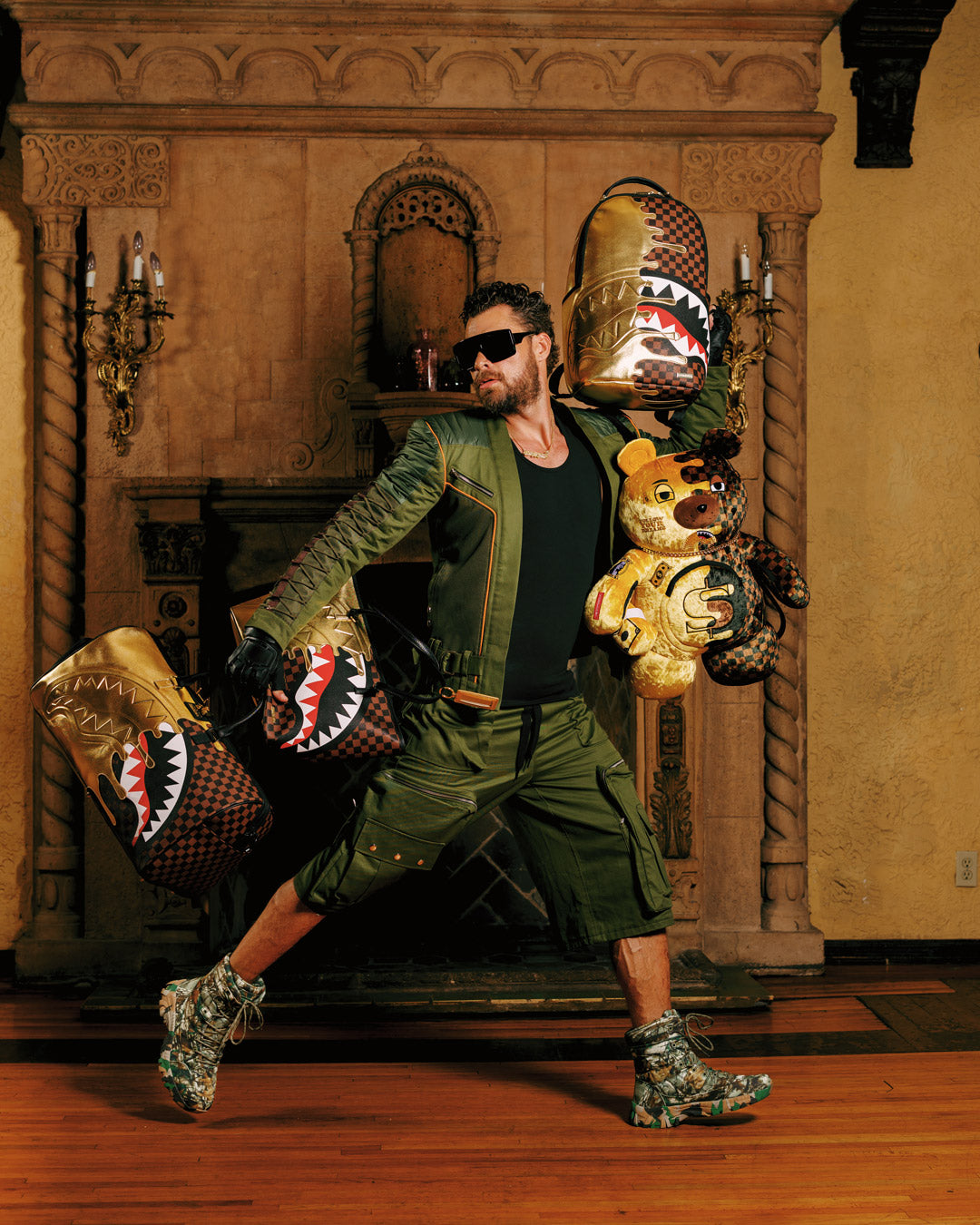 SPRAYGROUNDÂ® BACKPACK SHARKS IN PARIS GOLD DRIP BACKPACK