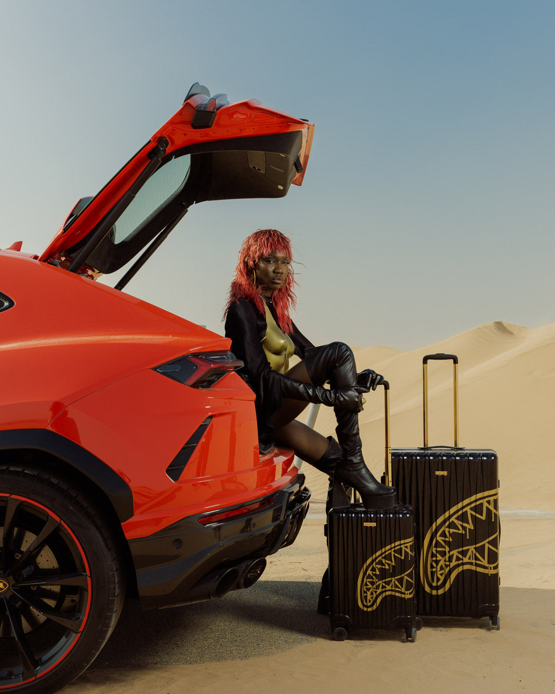 SPRAYGROUND® LUGGAGE THAT GOLD DRAP FULL-SIZE LUGGAGE