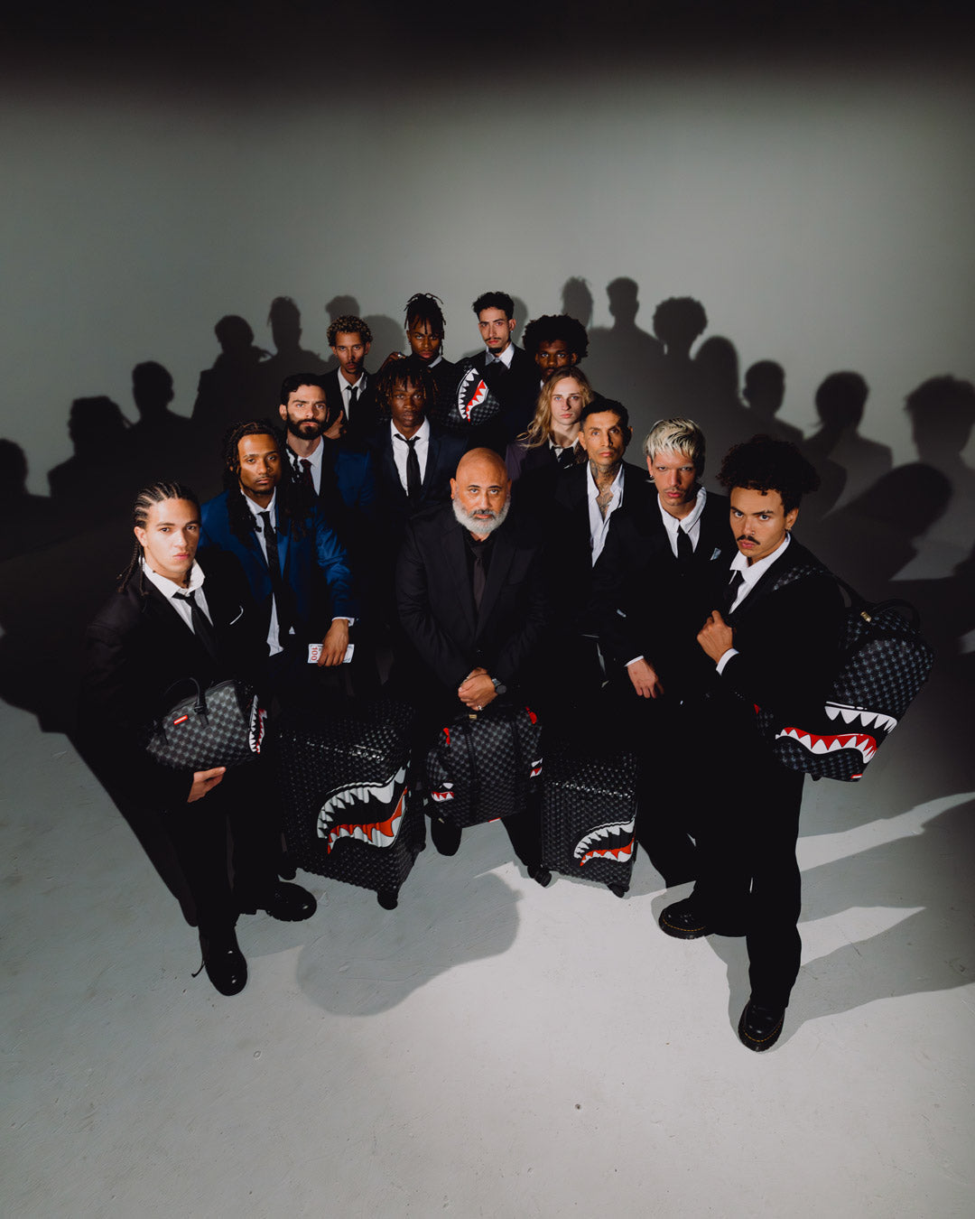 SPRAYGROUND® LUGGAGE SHARKS IN PARIS WTF BUBBLY BLACK CHECK FULL-SIZE LUGGAGE