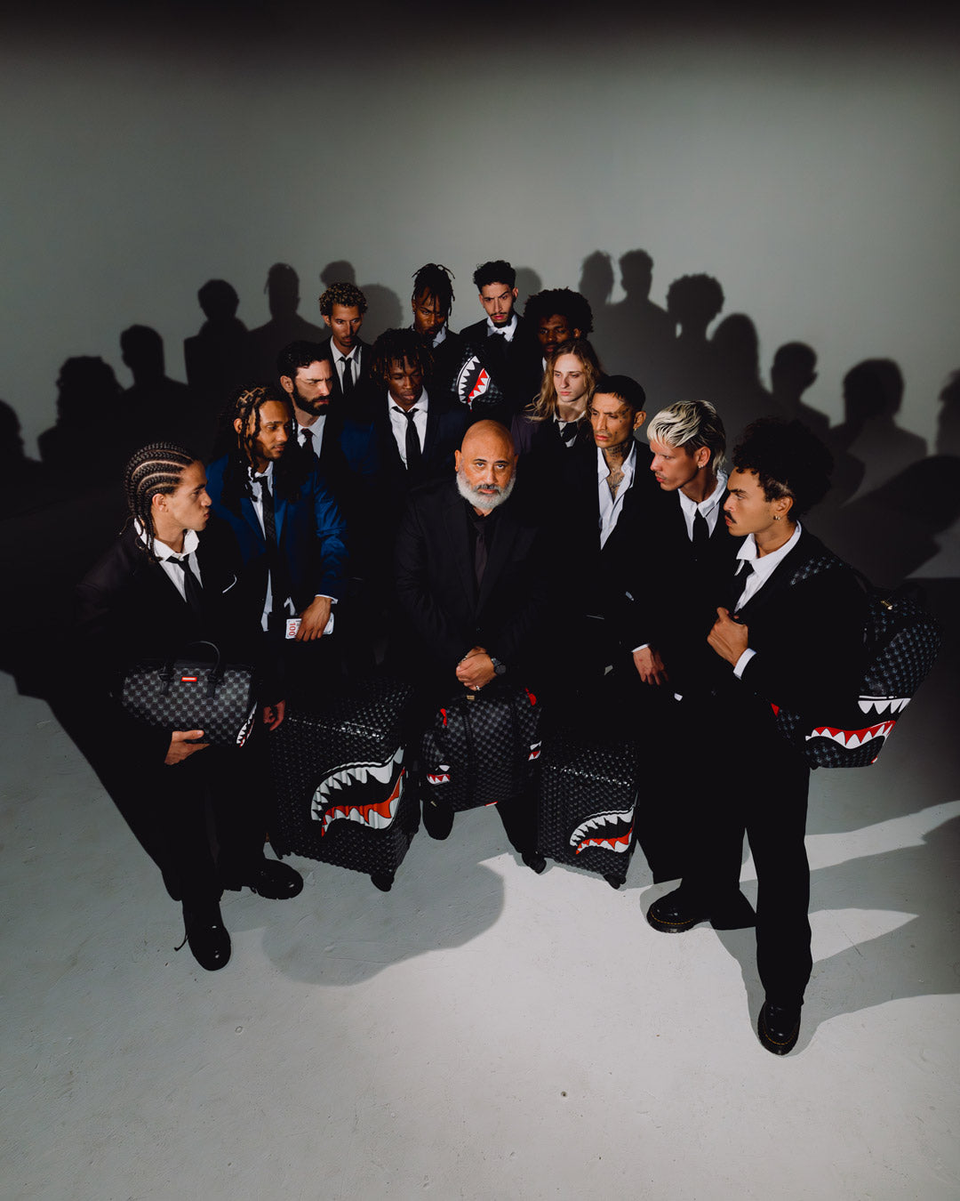 SPRAYGROUND® LUGGAGE SHARKS IN PARIS WTF BUBBLY BLACK CHECK FULL-SIZE LUGGAGE