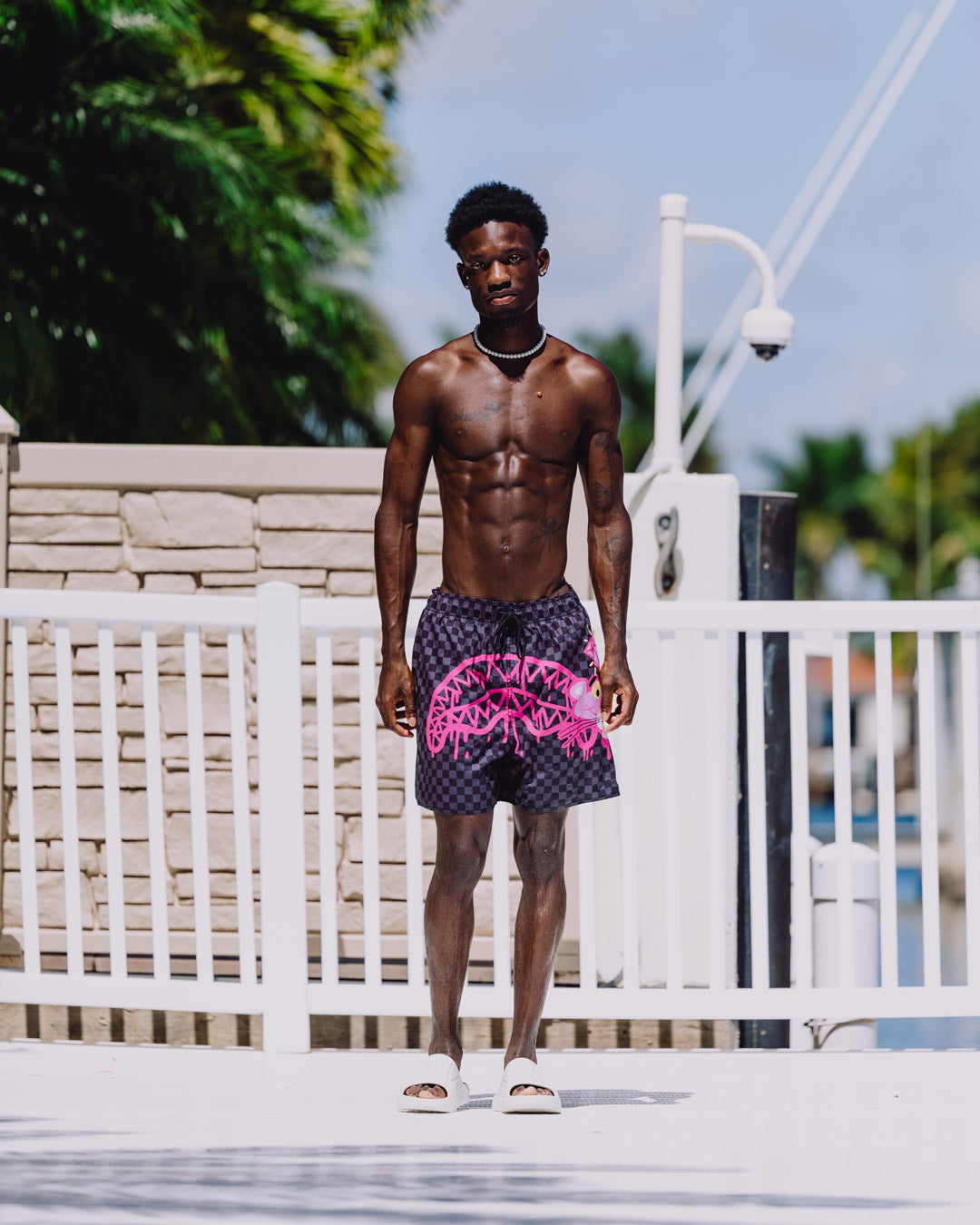 SPRAYGROUND® SWIM PINK PANTHER DIAMOND SHARK SWIM SHORTS