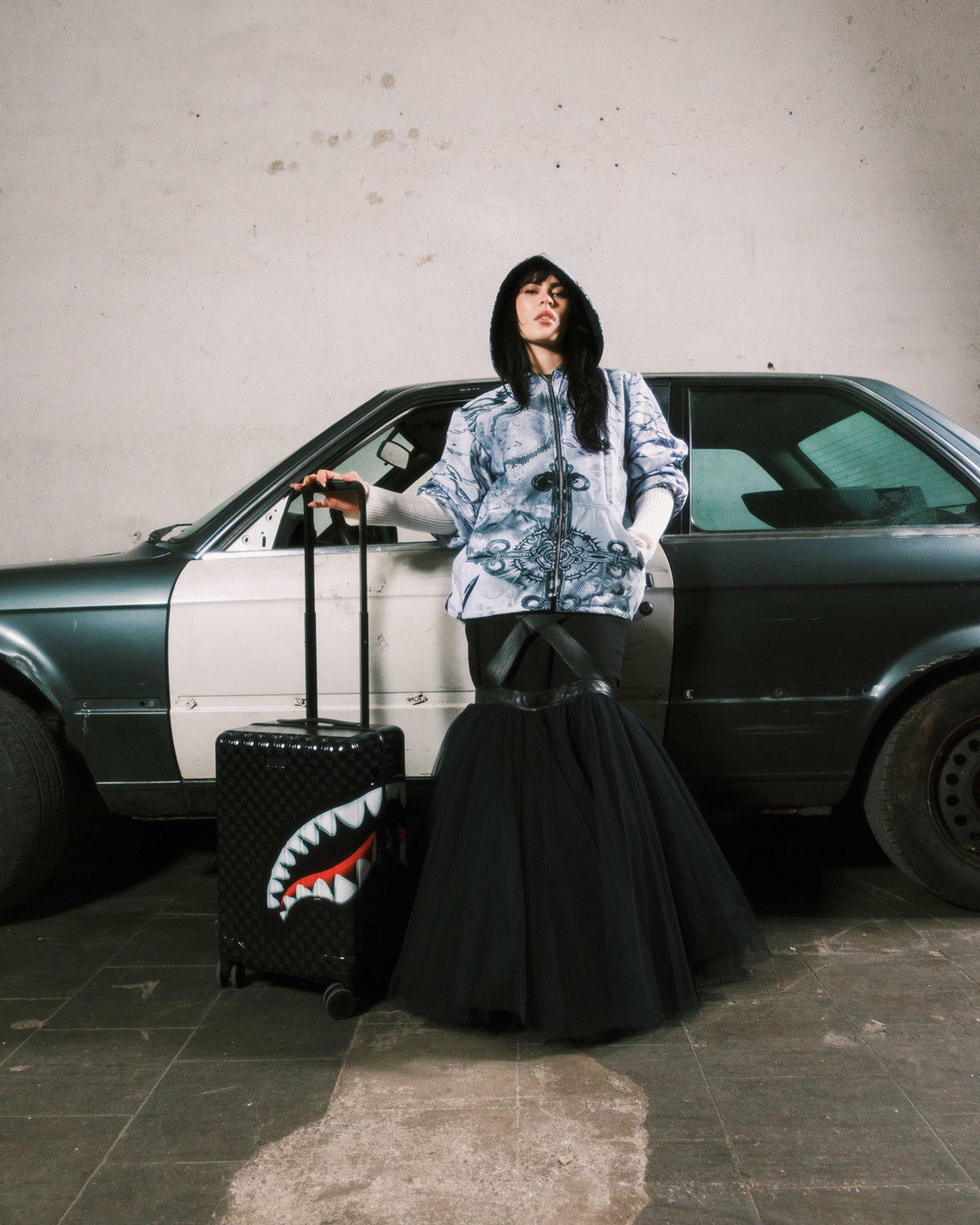 SPRAYGROUND® LUGGAGE SHARKS IN PARIS BALLOON BLACK CARRY-ON LUGGAGE