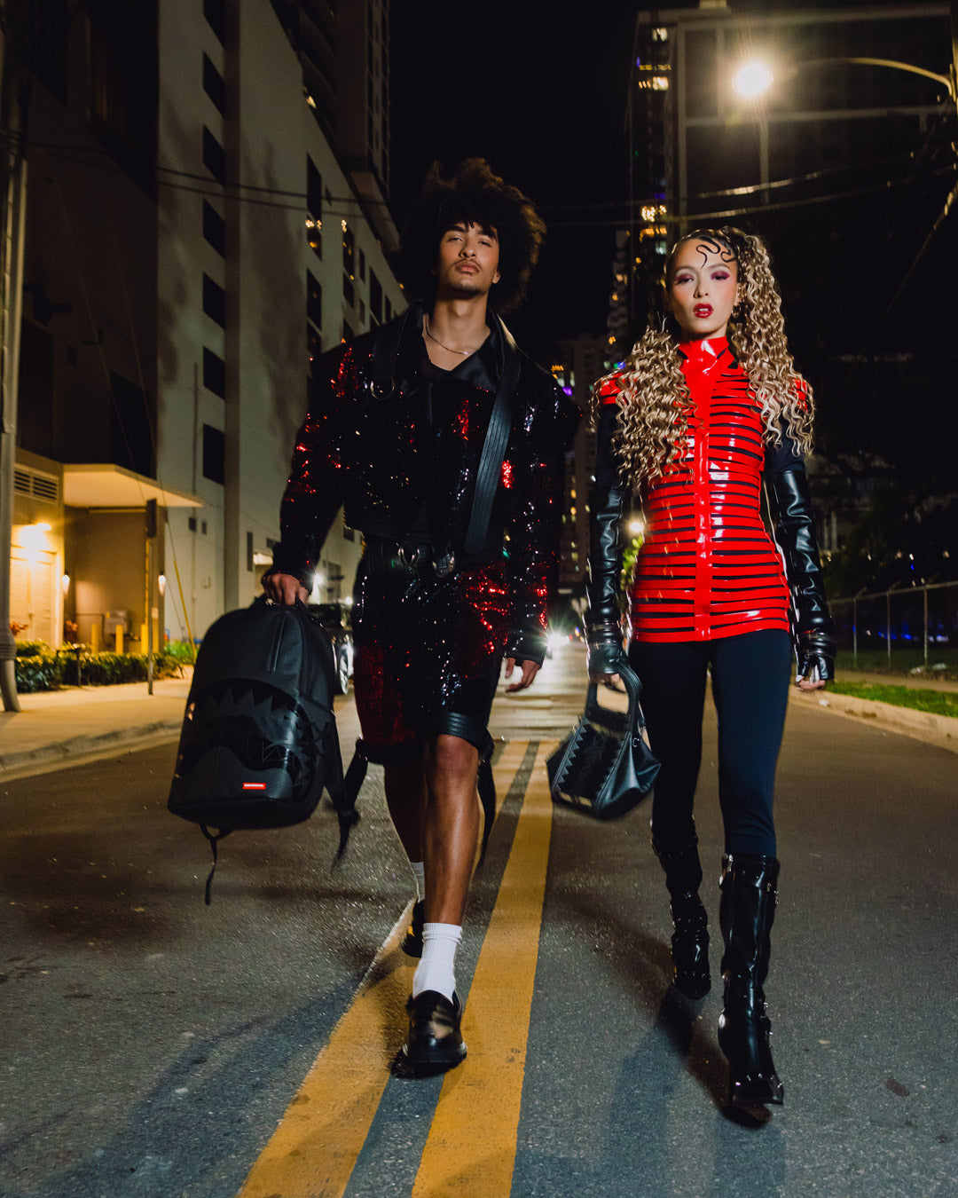 SPRAYGROUND® HANDBAG SHADOW SHARKS - NIGHT KING HANDBAG