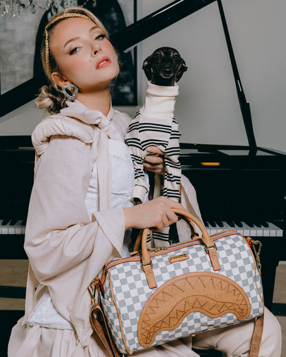 SPRAYGROUND® MINI DUFFLE EMBOSSED CREAM CHECK MINI DUFFLE