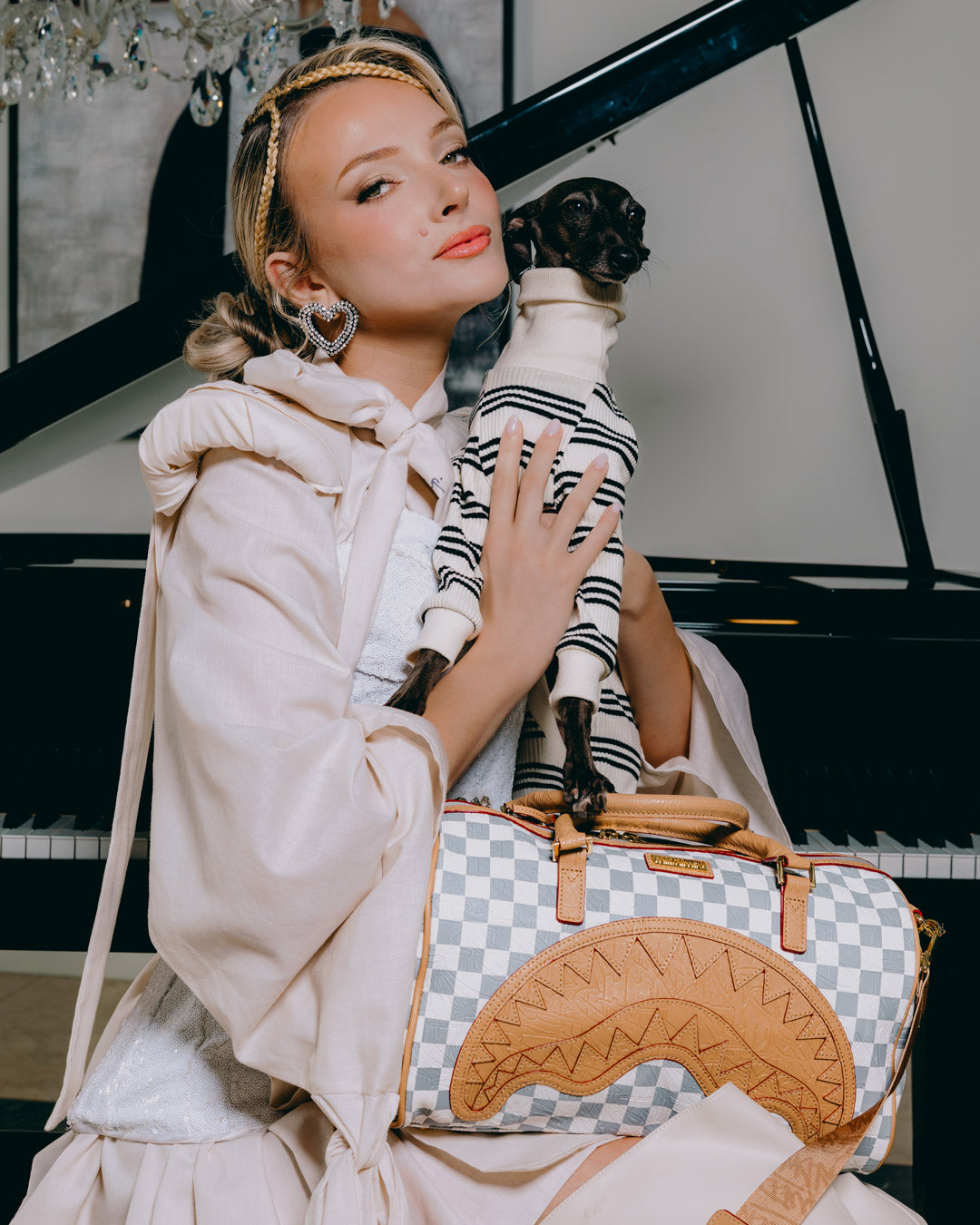 SPRAYGROUND® MINI DUFFLE EMBOSSED CREAM CHECK MINI DUFFLE