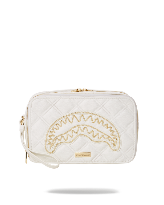 SPRAYGROUND® TOILETRY RIVIERA LE BLANC GOLD CHAIN SHARK TOILETRY BAG
