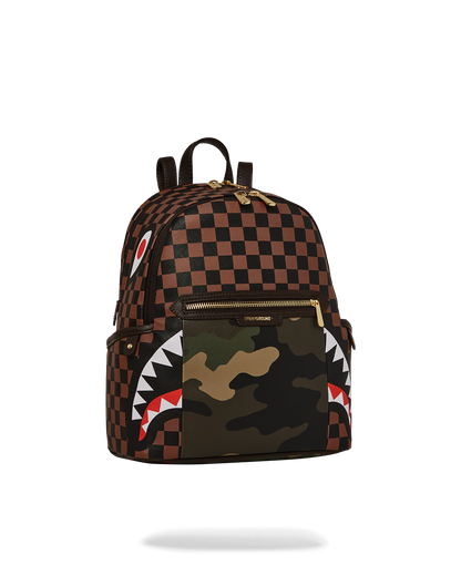 SPRAYGROUND® BACKPACK EXTERIOR GOLD ZIP POCKET SHARKS IN PARIS SAVAGE BACKPACK