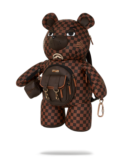 SPRAYGROUND® BACKPACK SPECIAL OPS BROWN CHECKERED MONEYBEAR TEDDYBEAR BACKPACK