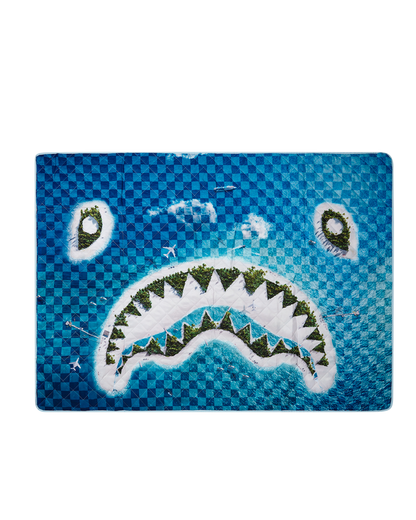 SPRAYGROUND® TOTE SHARK ISLAND PACKABLE BEACH MAT BLANKET WATER RESISTANT CONVERTIBLE TOTE