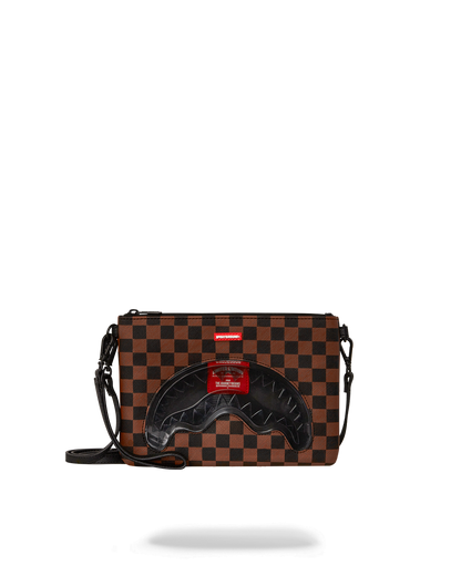 SPRAYGROUND® POUCHETTE SHARKS IN PARIS CLEAR FOR TAKEOFF CROSSOVER CLUTCH WITH STRAP