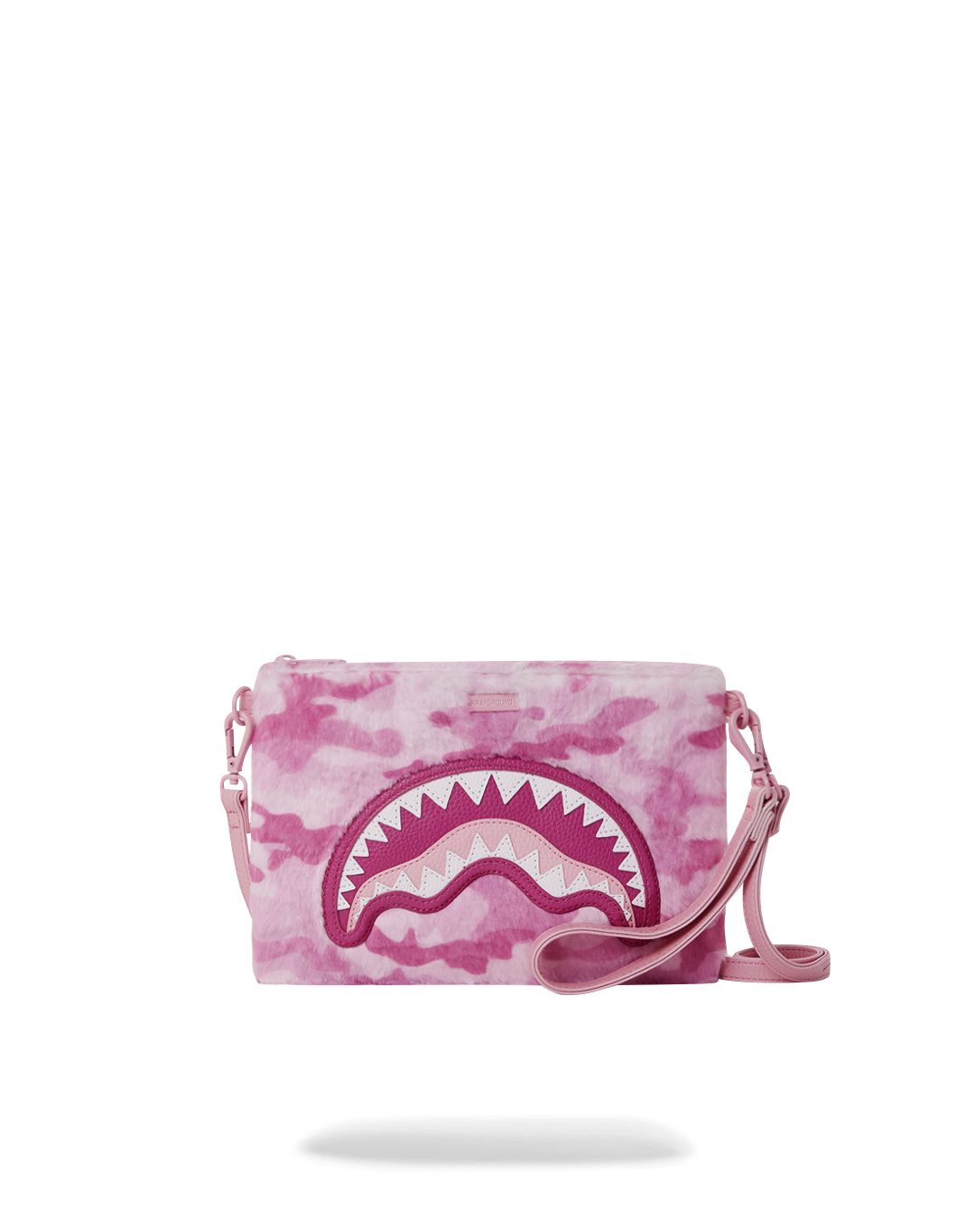 SPRAYGROUND® POUCHETTE PINK CAMO FAUX FUR CROSSOVER CLUTCH