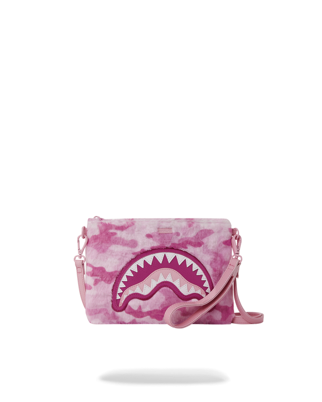 SPRAYGROUND® POUCHETTE PINK CAMO FAUX FUR CROSSOVER CLUTCH