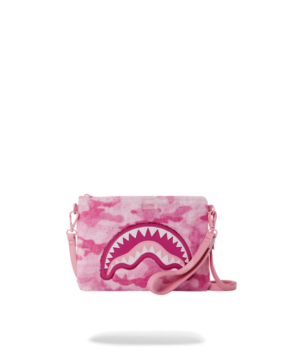SPRAYGROUND® POUCHETTE PINK CAMO FAUX FUR CROSSOVER CLUTCH