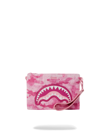 SPRAYGROUND® POUCHETTE PINK CAMO FAUX FUR CROSSOVER CLUTCH