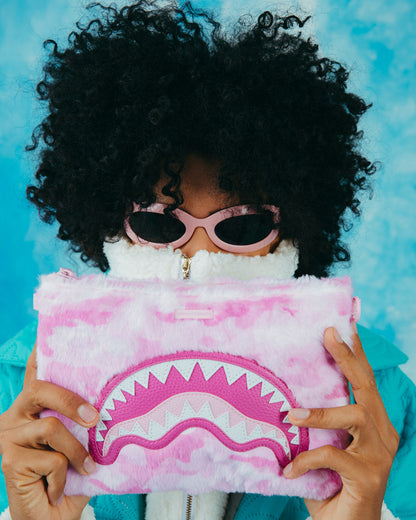 SPRAYGROUND® POUCHETTE PINK CAMO FAUX FUR CROSSOVER CLUTCH