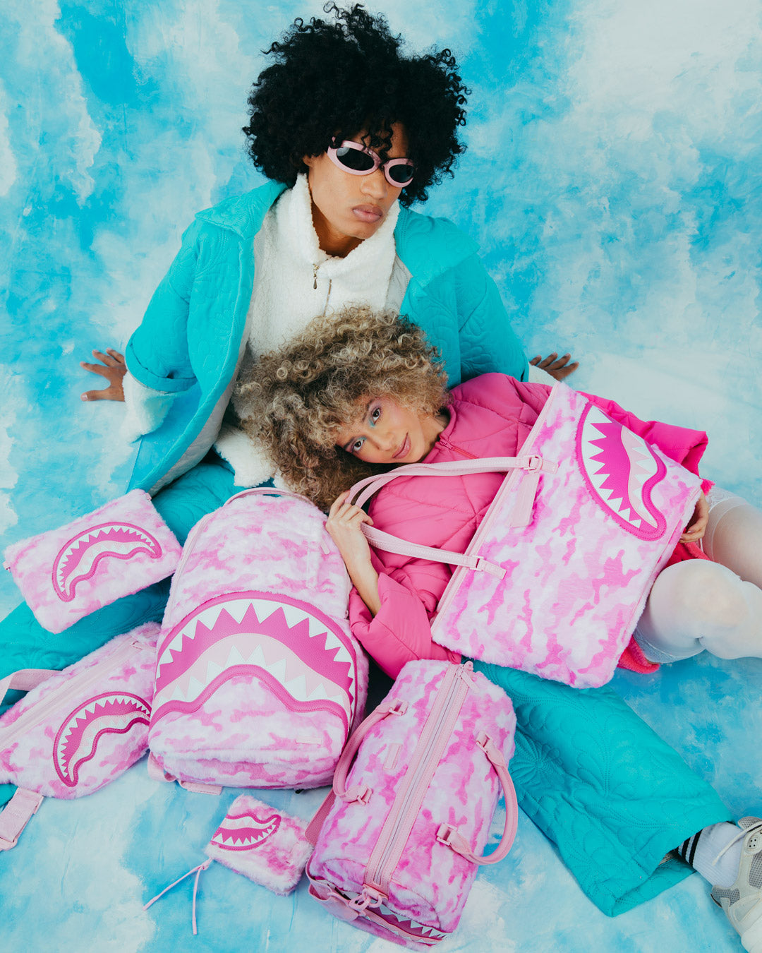SPRAYGROUND® POUCHETTE PINK CAMO FAUX FUR CROSSOVER CLUTCH