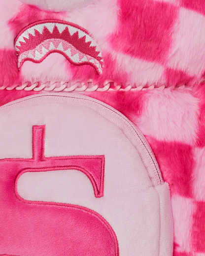SPRAYGROUND® BACKPACK PINK FUR CHECK MONEYBEAR BACKPACK
