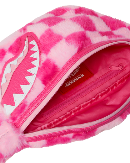 SPRAYGROUND® CROSSBODY PINK FUR CHECK SAVVY CROSSBODY