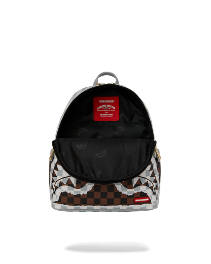 SPRAYGROUND® BACKPACK CREAM AND BROWN TEAR CHECK SAVAGE BACKPACK