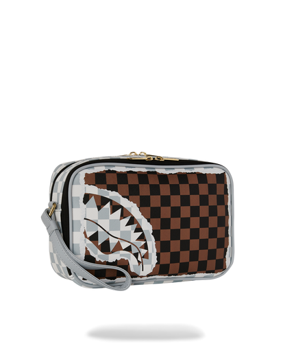 SPRAYGROUND® TOILETRY CREAM AND BROWN TEAR CHECK TOILETRY BRICK