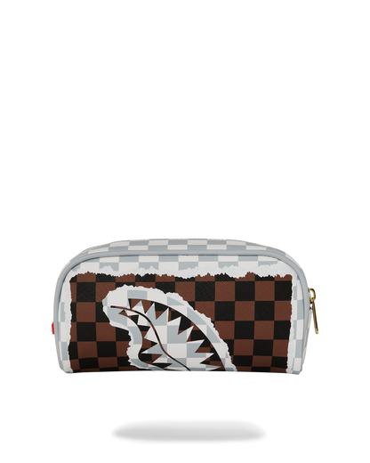 SPRAYGROUND® POUCH CREAM AND BROWN TEAR CHECK POUCH