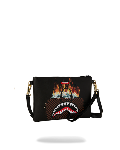 SPRAYGROUND® POUCHETTE BAG OF MONEY ON FIRE CROSSOVER CLUTCH
