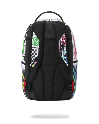 SPRAYGROUND® BACKPACK STENCIL SHARK ATTACK BLACK AND WHITE SPLIT BACKPACK