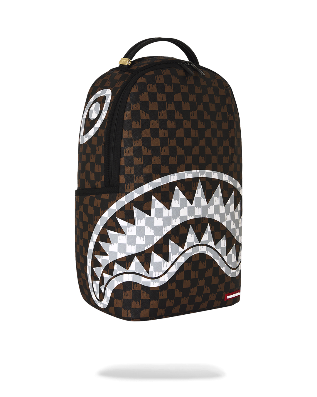 SPRAYGROUND® BACKPACK BROWN AND CREAM DRIP CHECK SHARK BACKPACK