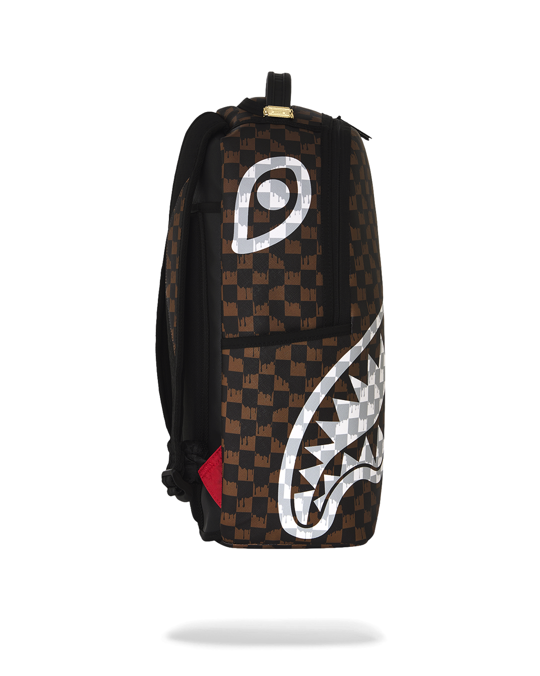 SPRAYGROUND® BACKPACK BROWN AND CREAM DRIP CHECK SHARK BACKPACK
