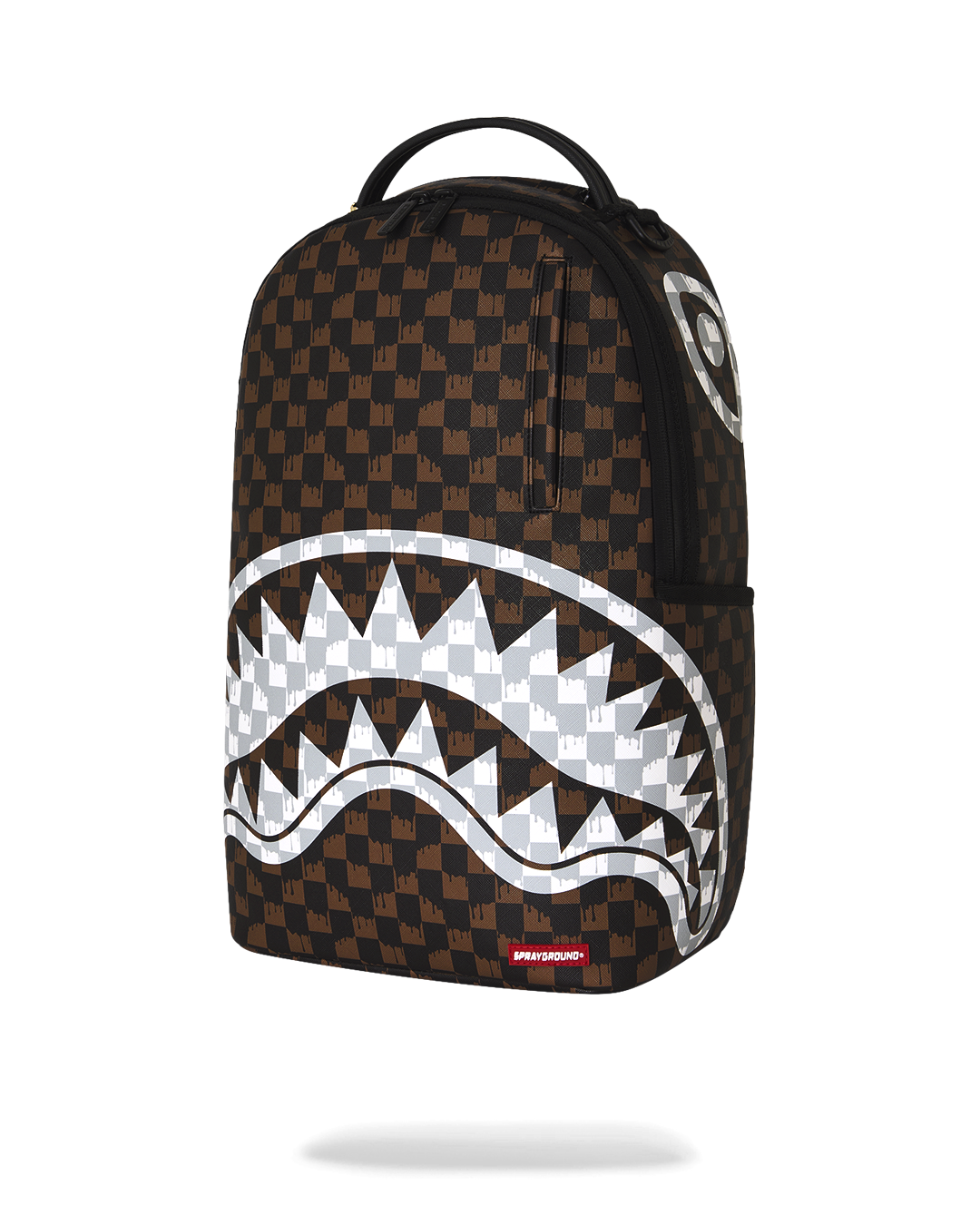 SPRAYGROUND® BACKPACK BROWN AND CREAM DRIP CHECK SHARK BACKPACK