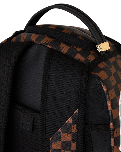SPRAYGROUND® BACKPACK BROWN AND CREAM DRIP CHECK SHARK BACKPACK
