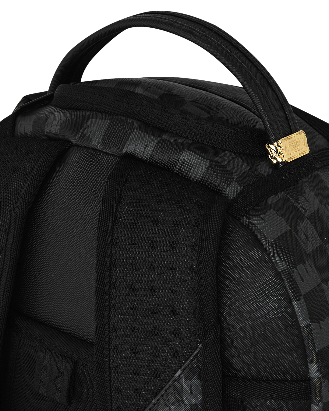 SPRAYGROUND® BACKPACK BLACK AND WHITE DRIP CHECK SHARK BACKPACK