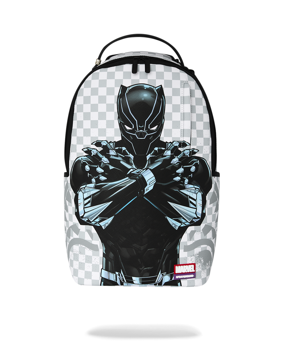 SPRAYGROUNDÂ® BACKPACK MARVEL BLACK PANTHER WAKANDA FOREVER ON WHITE CHECK BACKPACK