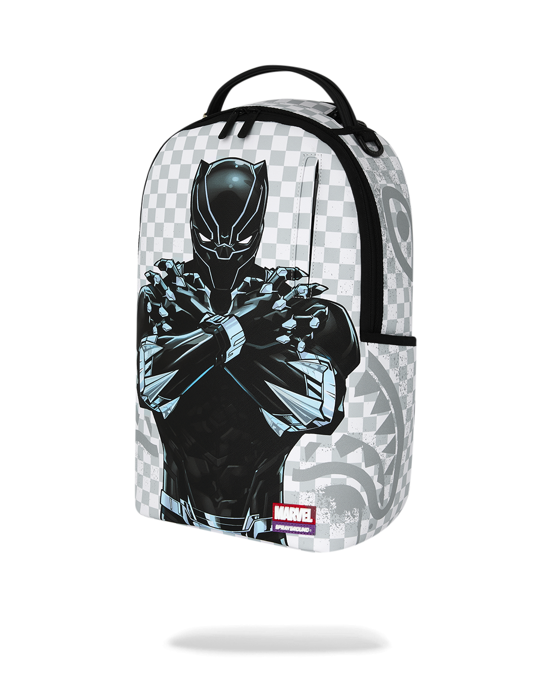 SPRAYGROUNDÂ® BACKPACK MARVEL BLACK PANTHER WAKANDA FOREVER ON WHITE CHECK BACKPACK