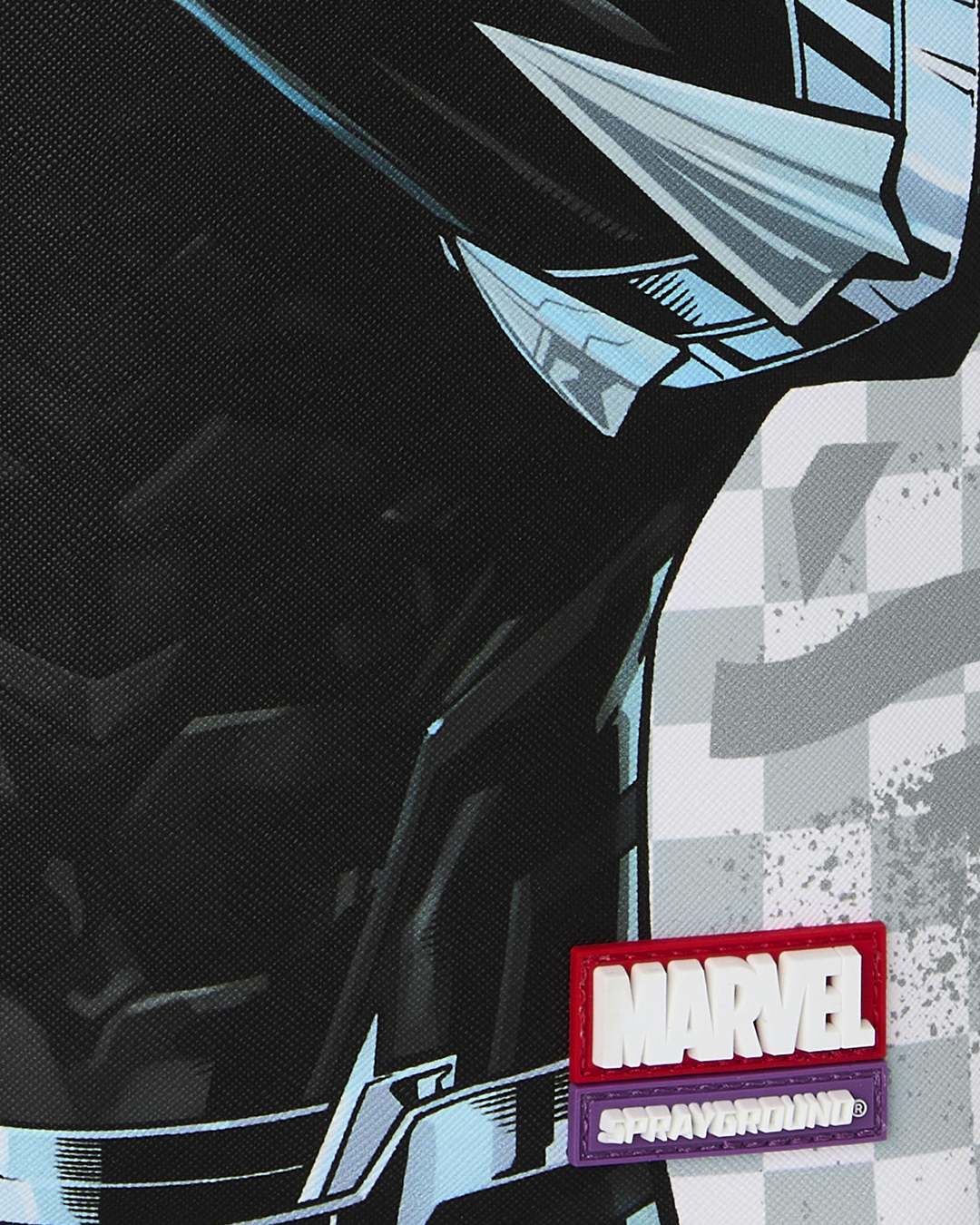 SPRAYGROUNDÂ® BACKPACK MARVEL BLACK PANTHER WAKANDA FOREVER ON WHITE CHECK BACKPACK