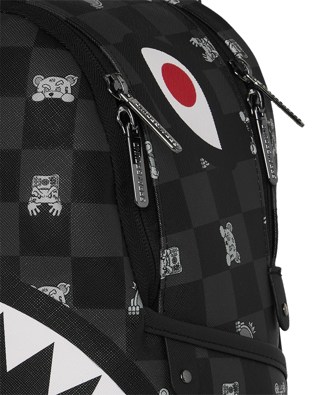 SPRAYGROUND® BACKPACK GRAY PEEKING CHARACTER CHECK SAVAGE BACKPACK