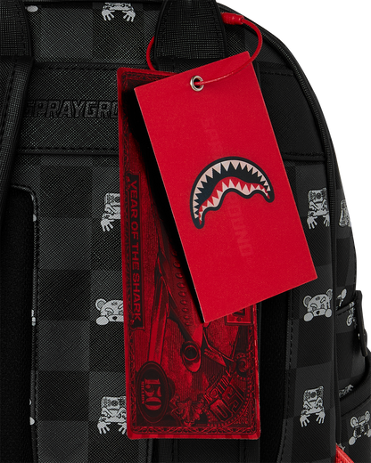 SPRAYGROUND® BACKPACK GRAY PEEKING CHARACTER CHECK SAVAGE BACKPACK