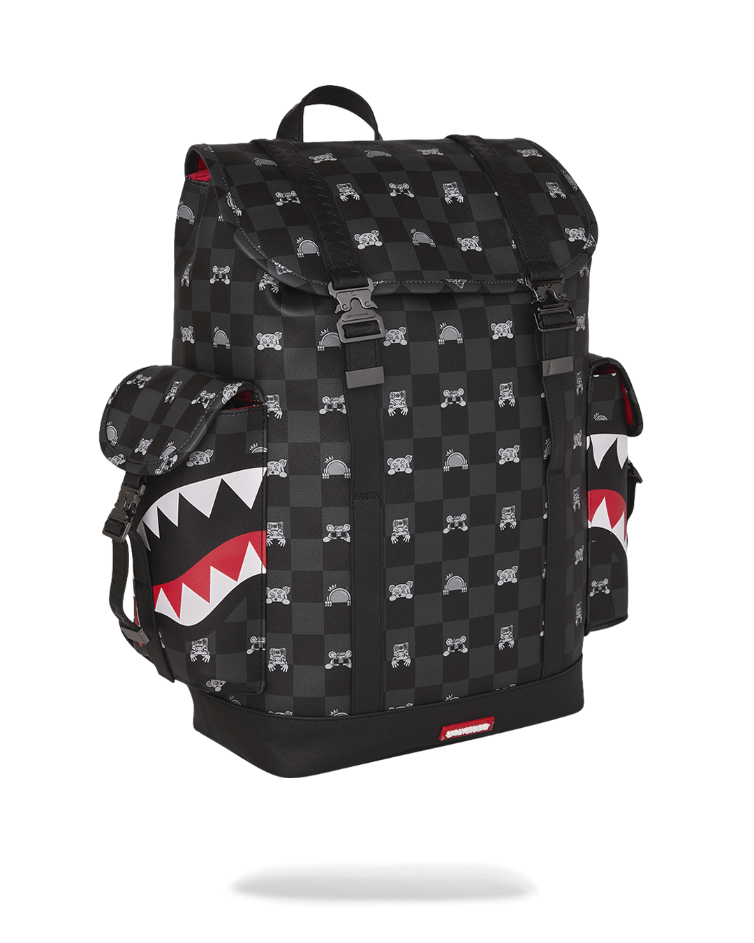 SPRAYGROUND® BACKPACK GRAY PEEKING CHARACTER CHECK MONTE CARLO BACKPACK