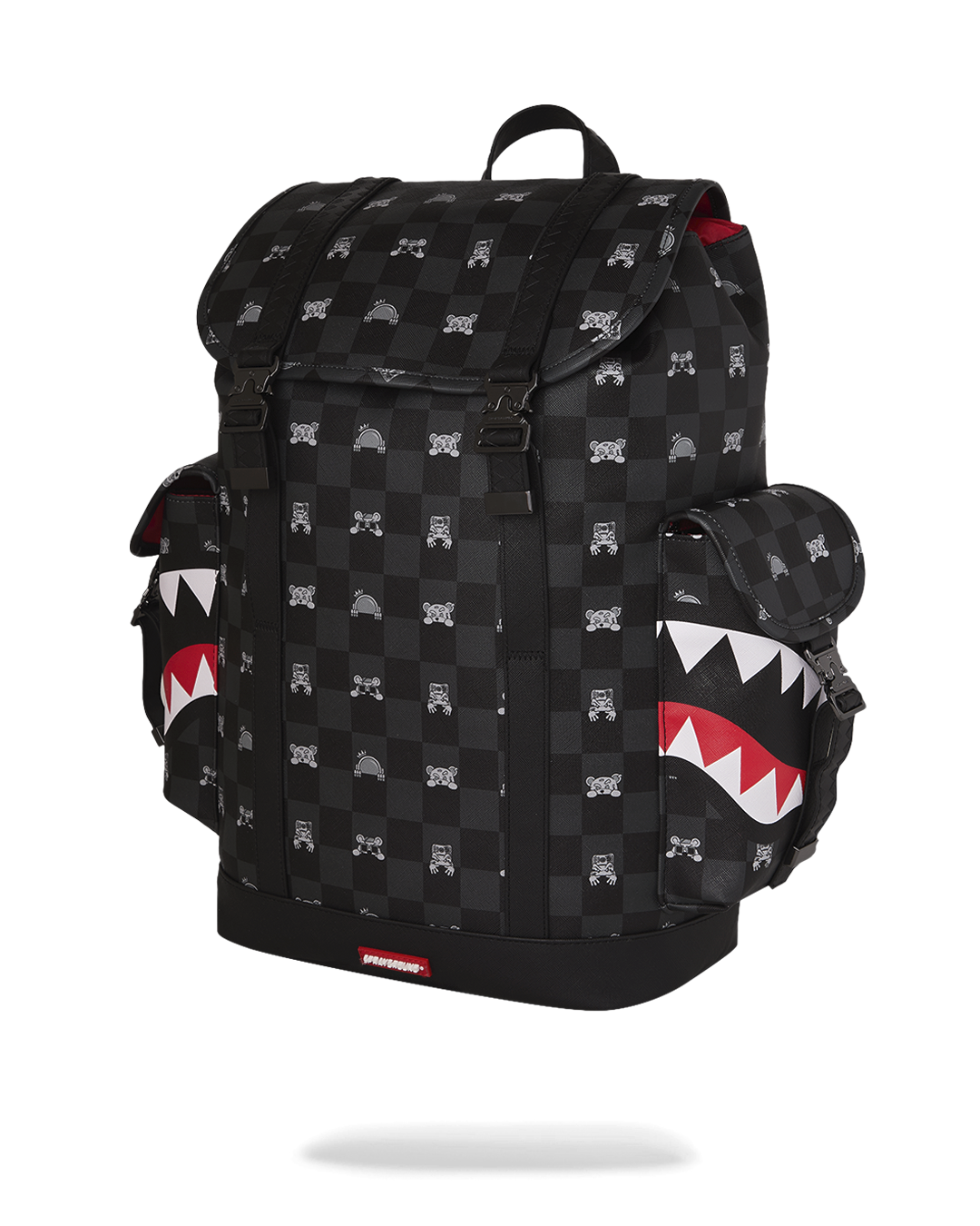 SPRAYGROUND® BACKPACK GRAY PEEKING CHARACTER CHECK MONTE CARLO BACKPACK