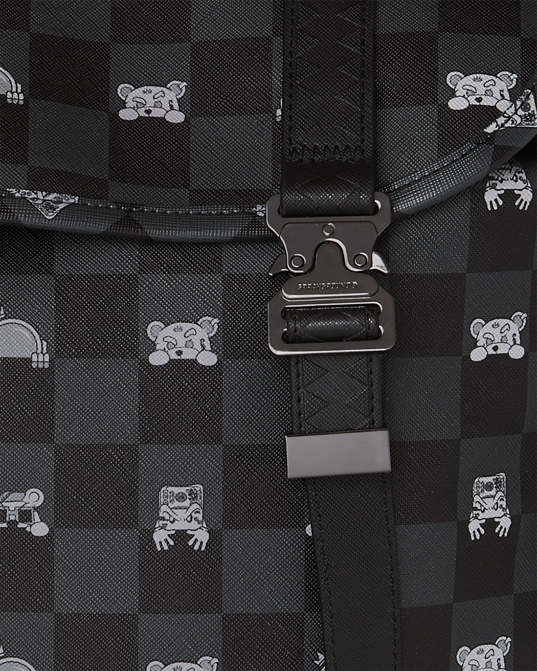 SPRAYGROUND® BACKPACK GRAY PEEKING CHARACTER CHECK MONTE CARLO BACKPACK