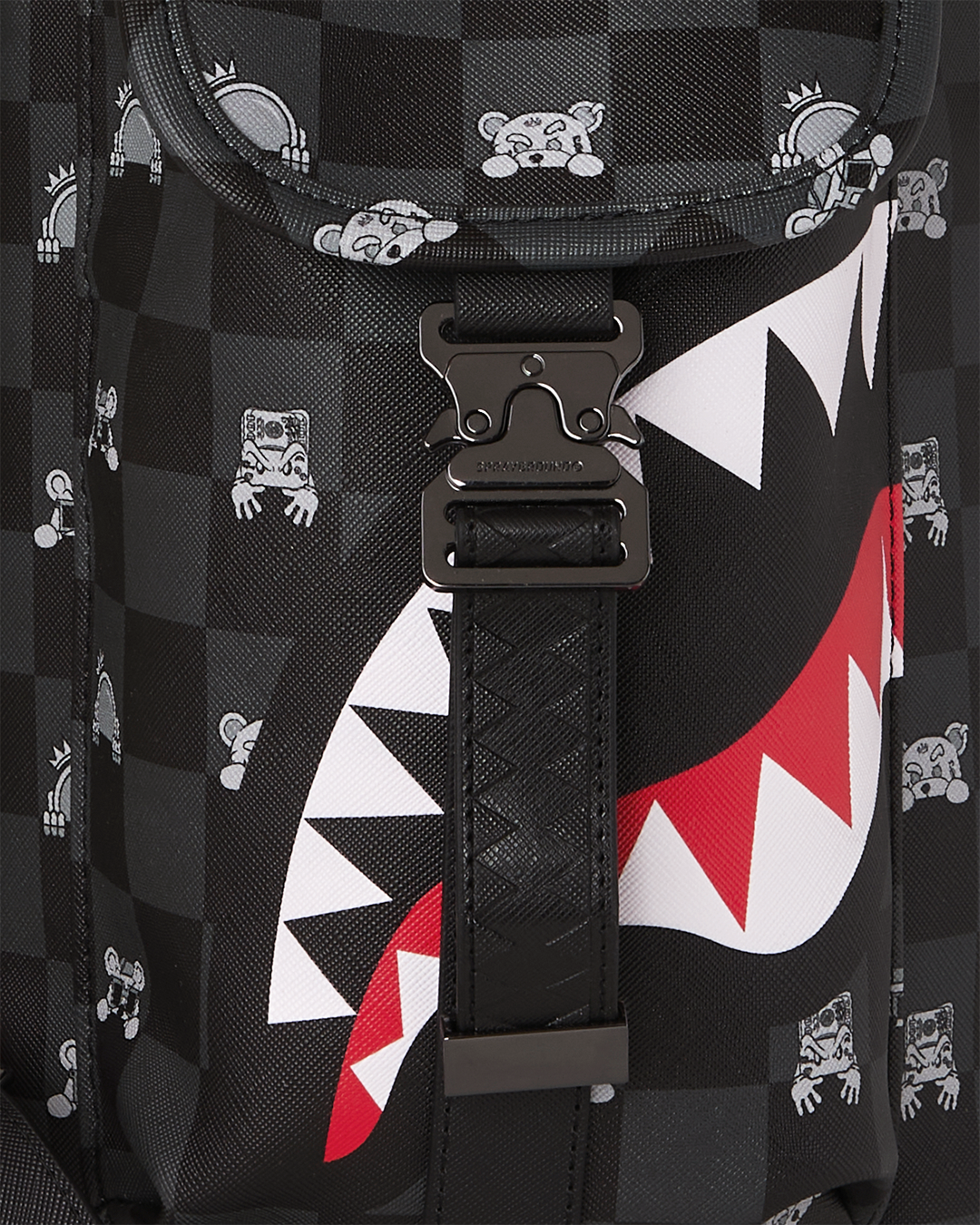 SPRAYGROUND® BACKPACK GRAY PEEKING CHARACTER CHECK MONTE CARLO BACKPACK